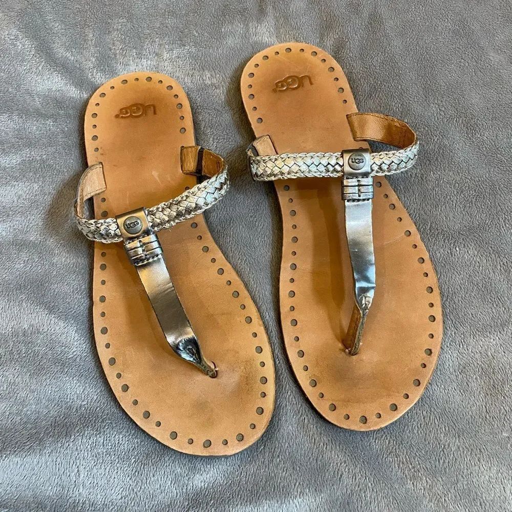 UGG Australia Bria Silver Flip Flop Sandals Women Size 7
